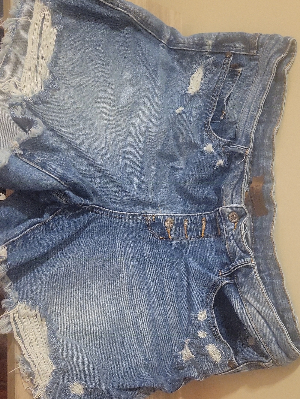 #67 (Bundle 5 For $35)Judy Blue Medium Blue Distressed High-Rise Jean Shorts